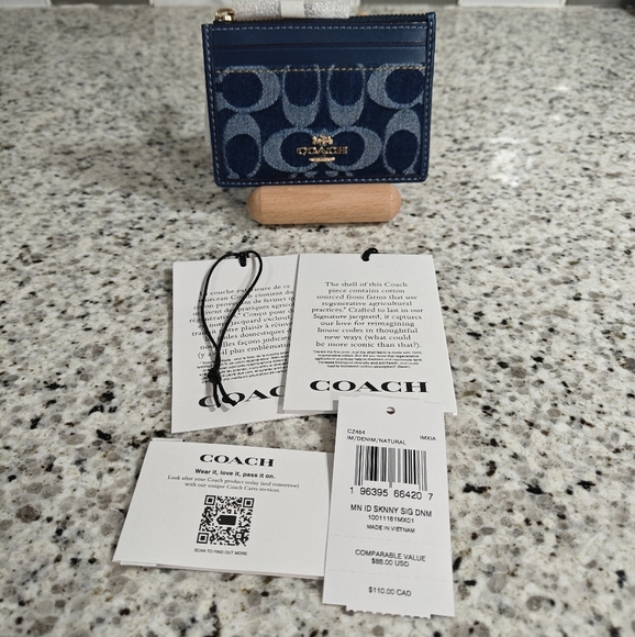 Coach Mini Skinny Id Case In Signature Denim - Picture 4 of 6